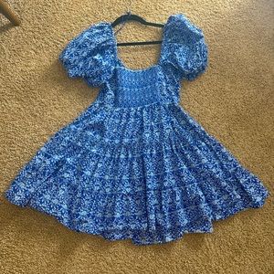 Zara Printed Short Dress Blue/White